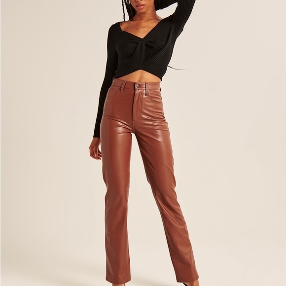 Abercrombie & Fitch Brown Leather Pants - Picture 2 of 2